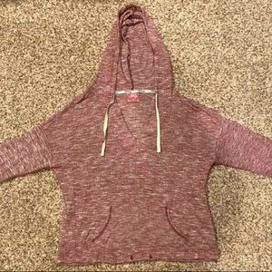 Burgundy BKE Quarter-Sleeve Hooded Sweater
